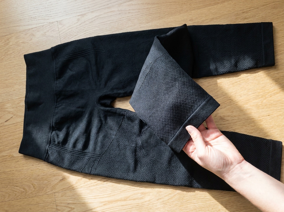 Close view of the zoned knit texture of the Sira Sculpt leggings